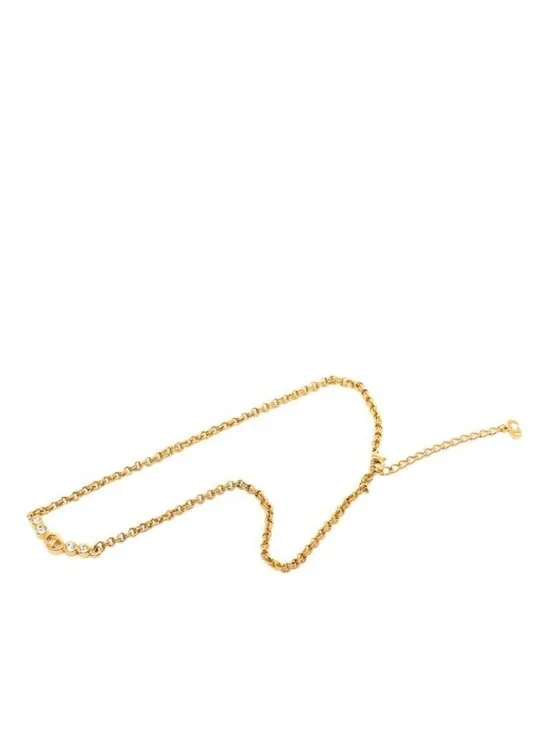 Dior Cdlogo Necklace Gold Plated Line Stone - Picture 3 of 6